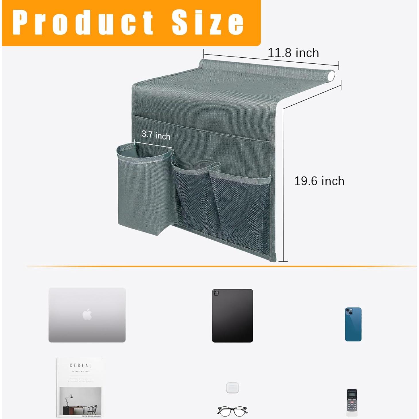 Caddy Lateral de Cama WOMACO Mediano Gris con Soporte