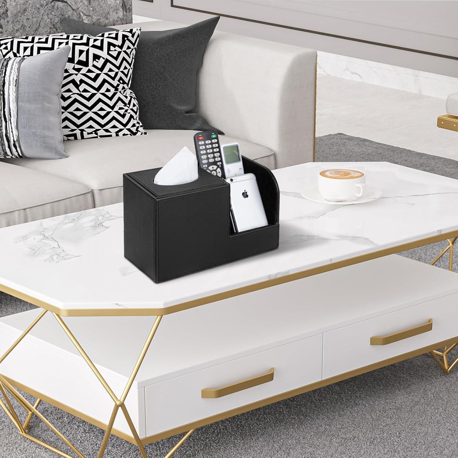 Cubierta de Caja de Tejidos Cuadrada JLAMBOM Negro 24x13.5x14.5cm