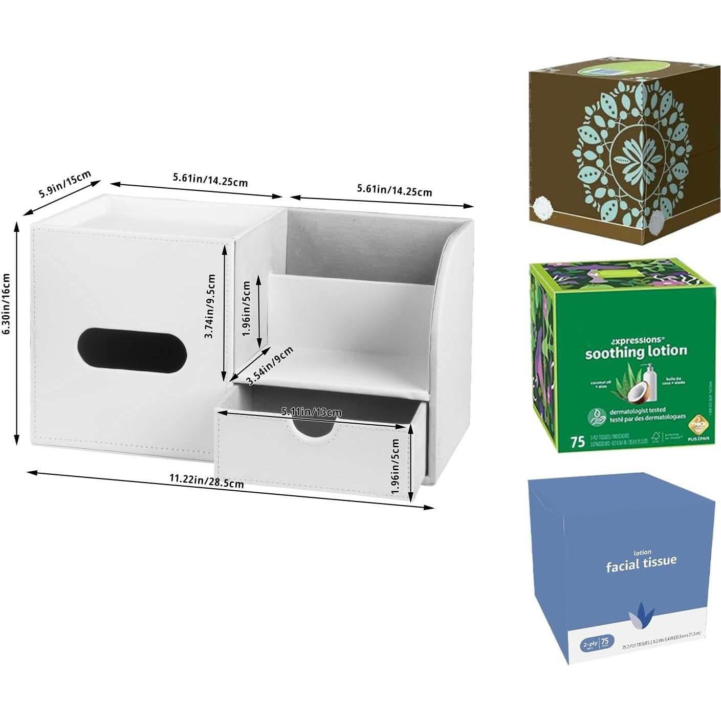 Cubierta de Caja de Pañuelos Fanousy con Bandeja y Organizador