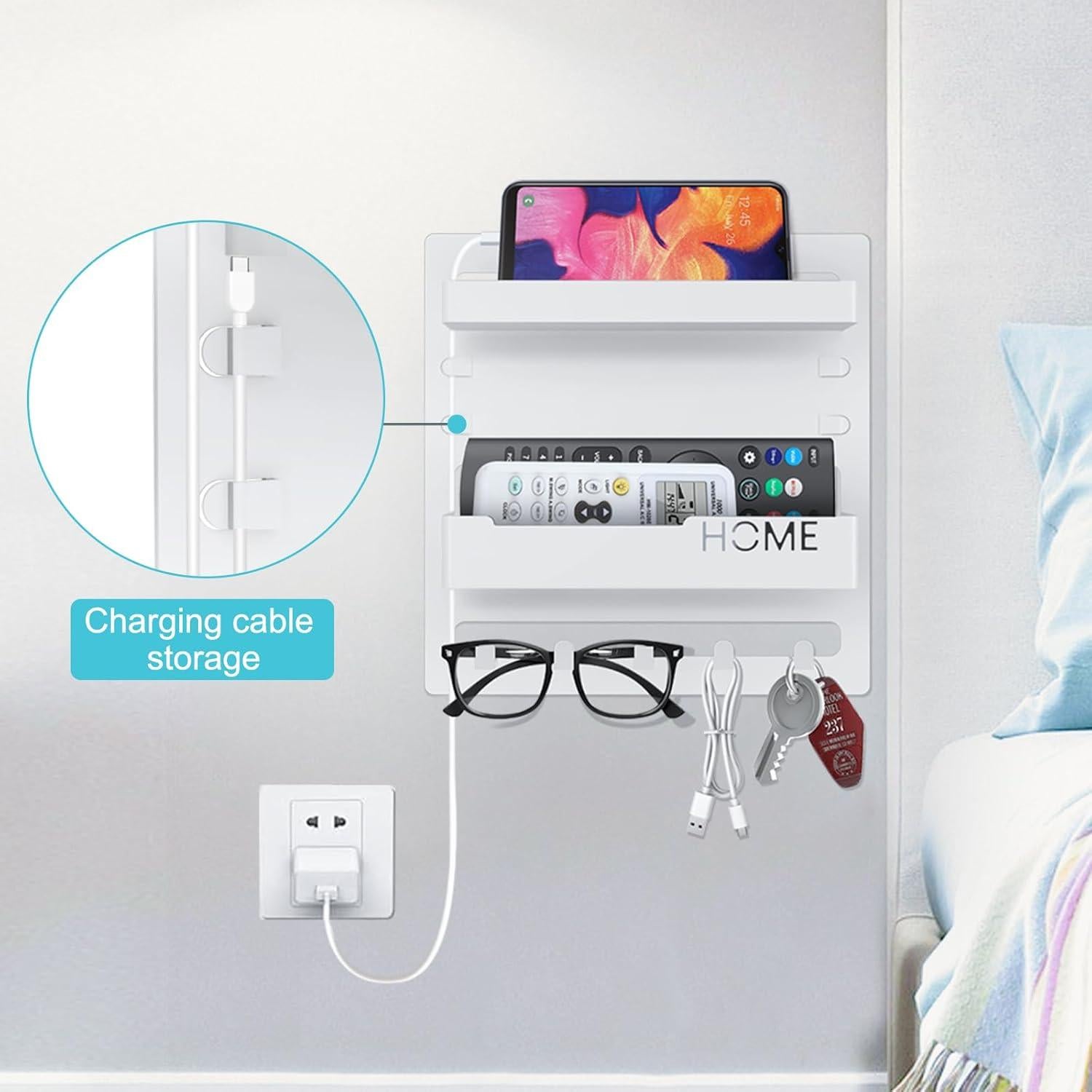 Organizador de Pared MASHDE Blanco para Control Remoto y Teléfono