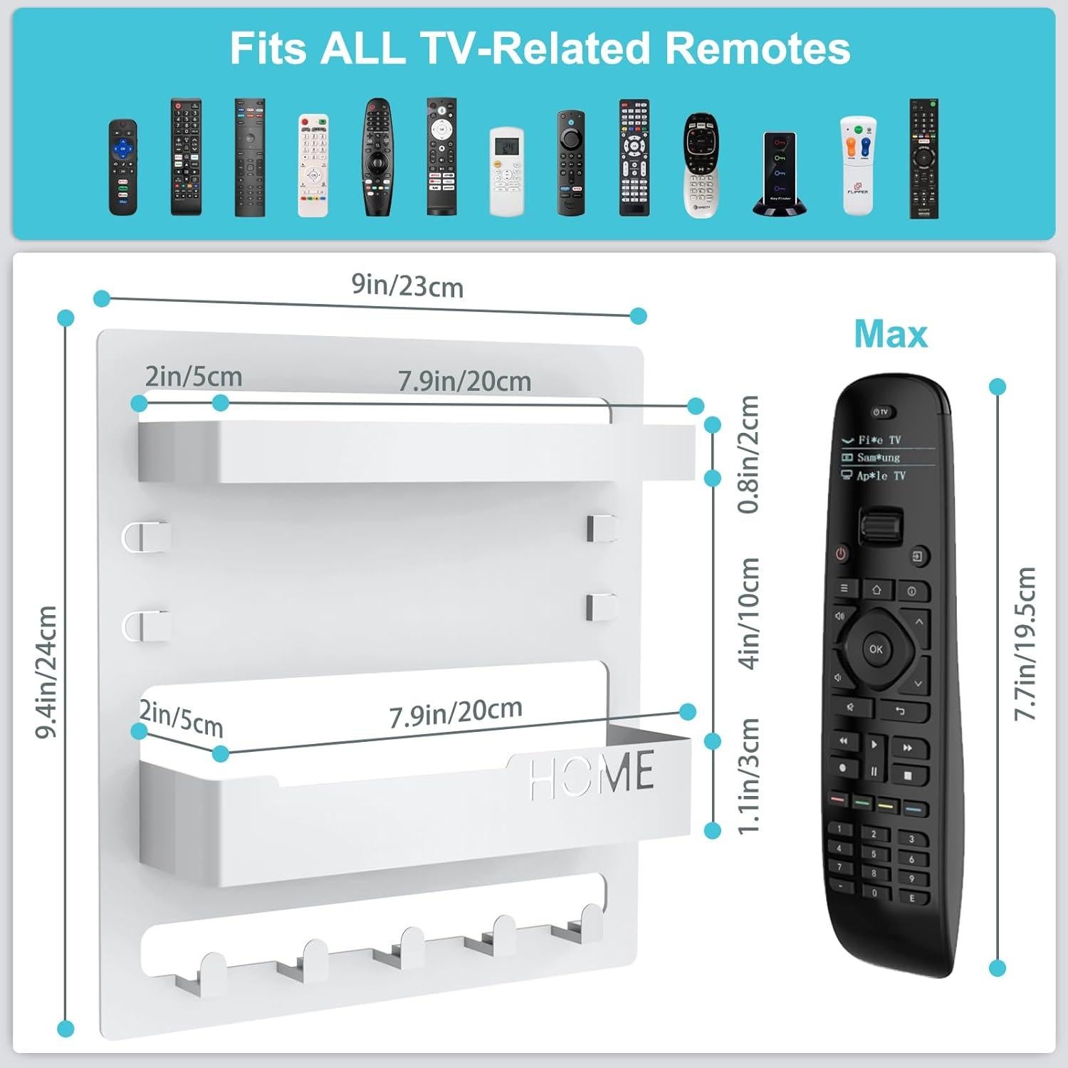 Organizador de Pared MASHDE Blanco para Control Remoto y Teléfono