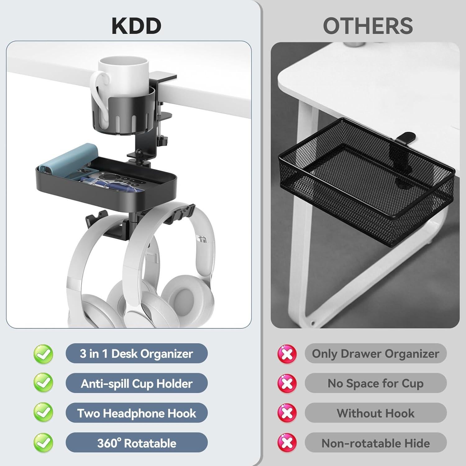 Soporte para Tazas KDD con Ganchos para Auriculares 360°