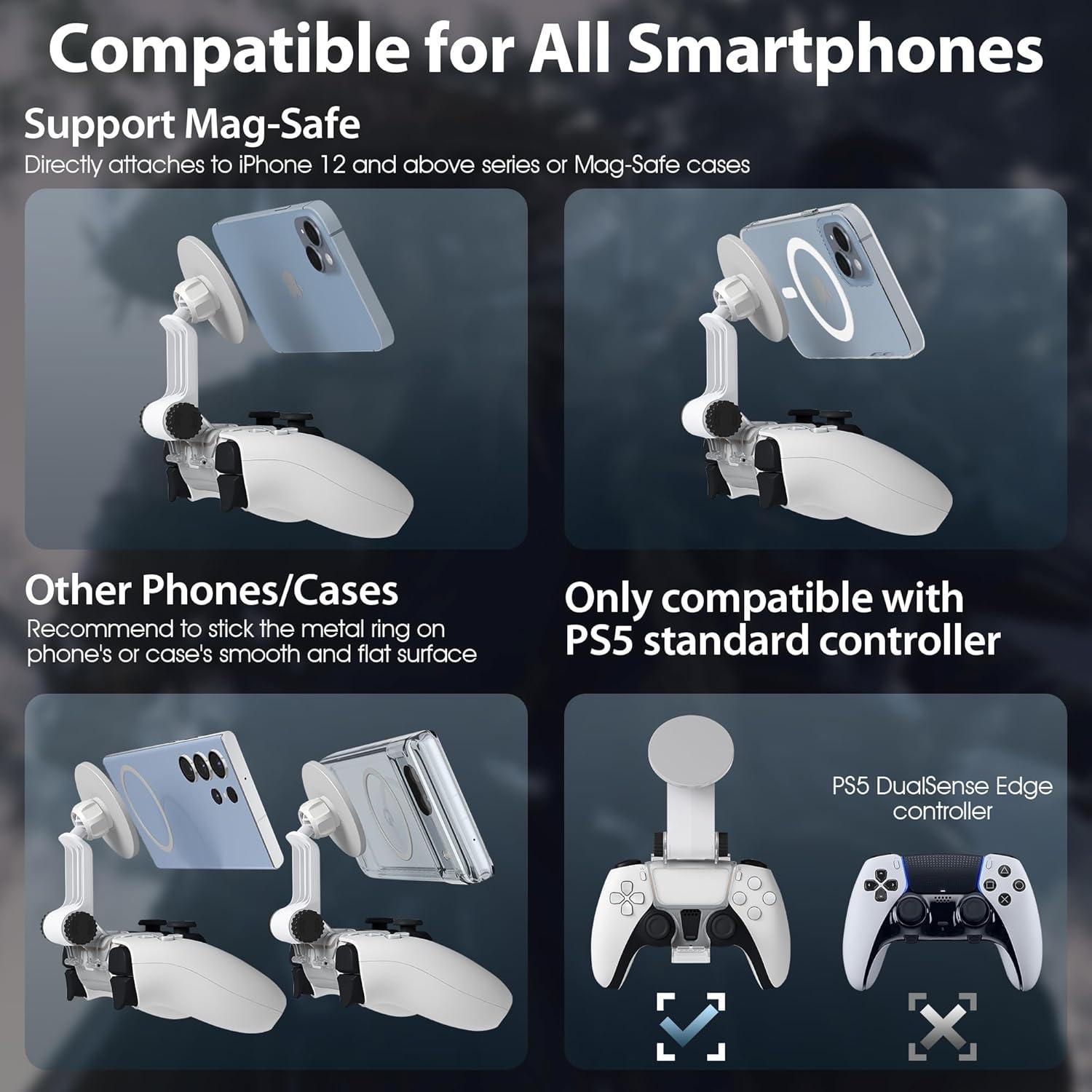Soporte Magnético para Teléfono Orzero PS5 Dualsense Plata