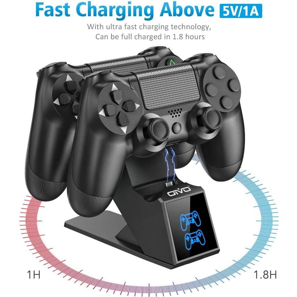 Cargador Estación Dual OIVO para Controladores PS4 - Carga Rápida