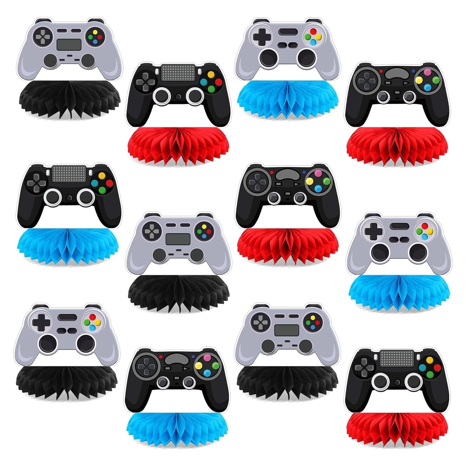 12 Decoraciones de Centro de Mesa Gamer QOUBAI - Panal Colorido