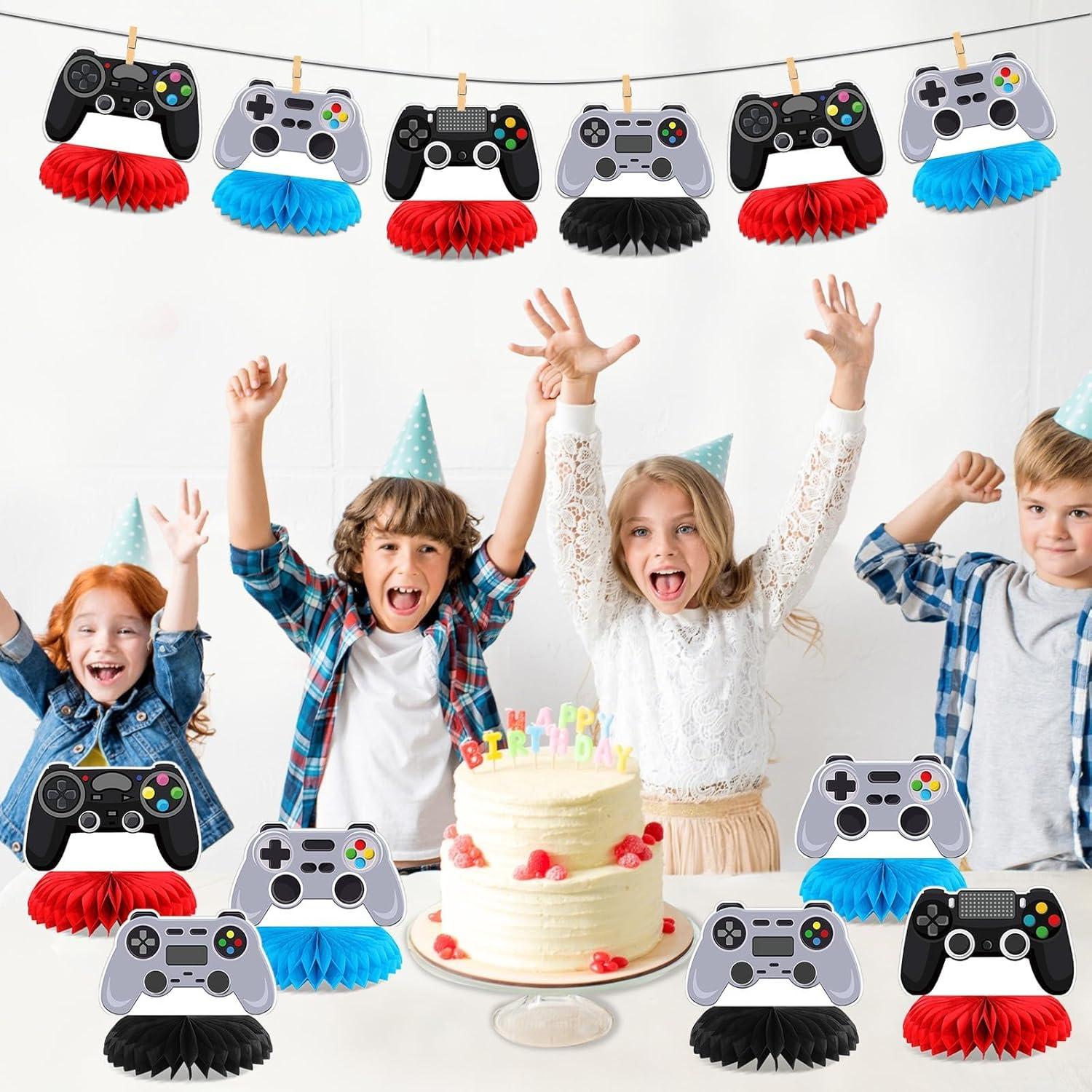 12 Decoraciones de Centro de Mesa Gamer QOUBAI - Panal Colorido