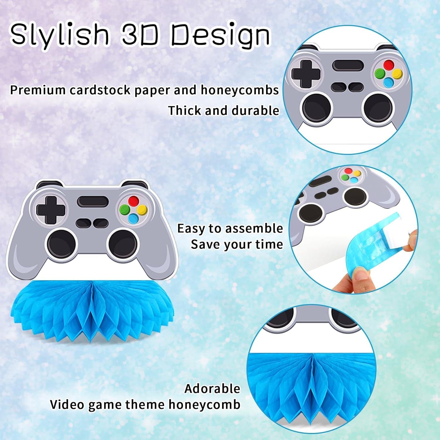 12 Decoraciones de Centro de Mesa Gamer QOUBAI - Panal Colorido