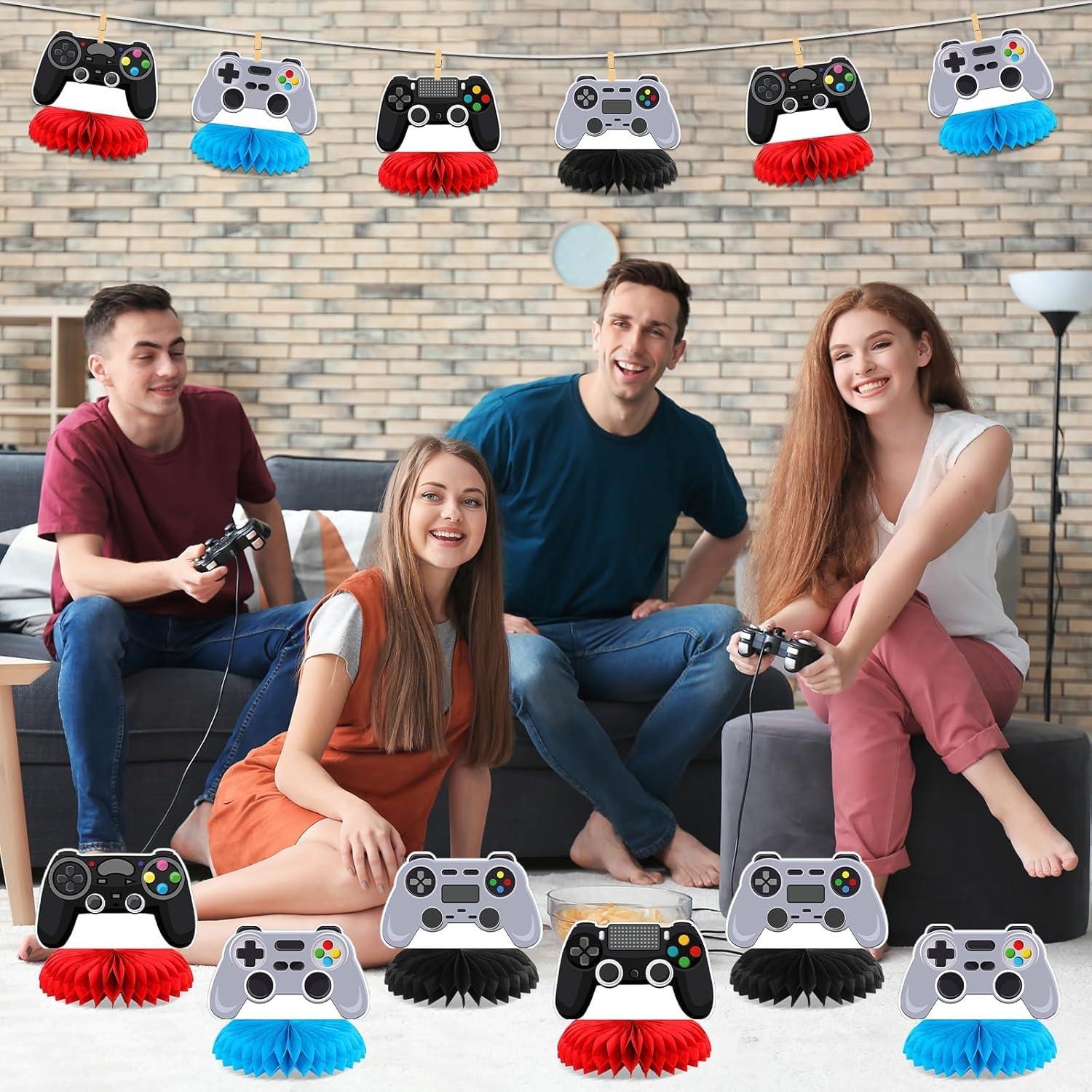 12 Decoraciones de Centro de Mesa Gamer QOUBAI - Panal Colorido