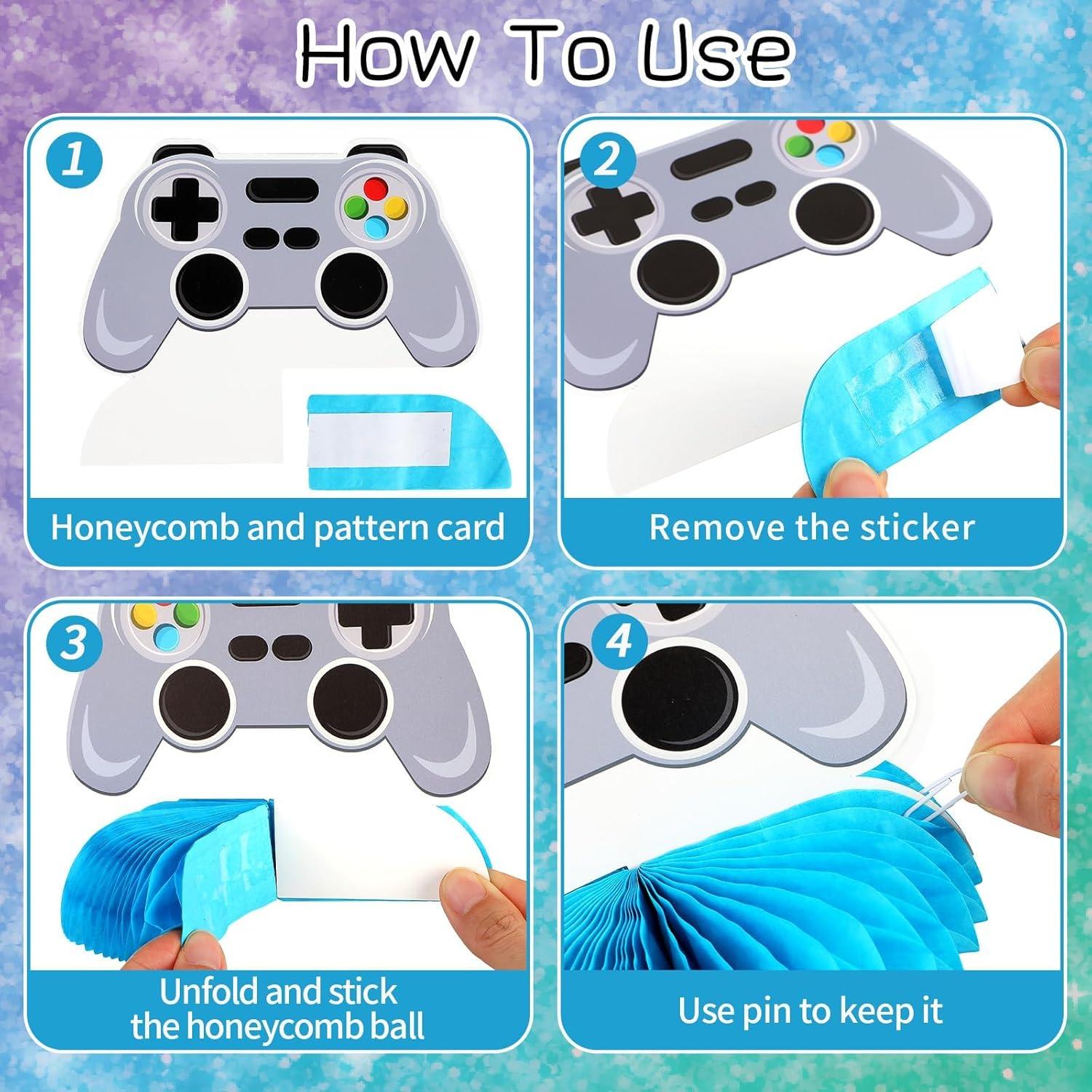 12 Decoraciones de Centro de Mesa Gamer QOUBAI - Panal Colorido