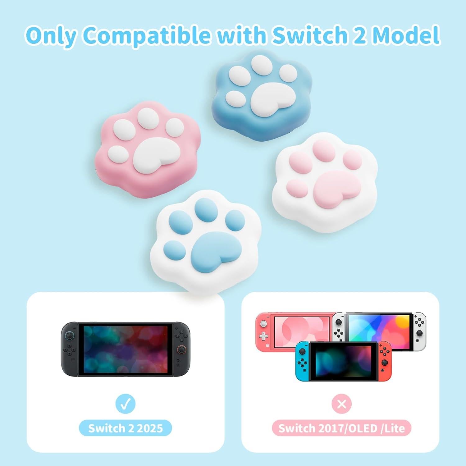 Tapas de Joystick GeekShare para Nintendo Switch 2 - 4pcs Rosa y Azul