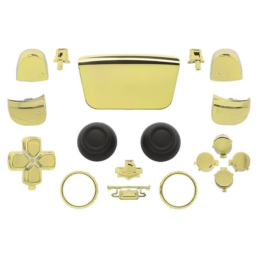 Kit de Reemplazo Botones PS5 Yioopi Dorado Chrome 18 Piezas