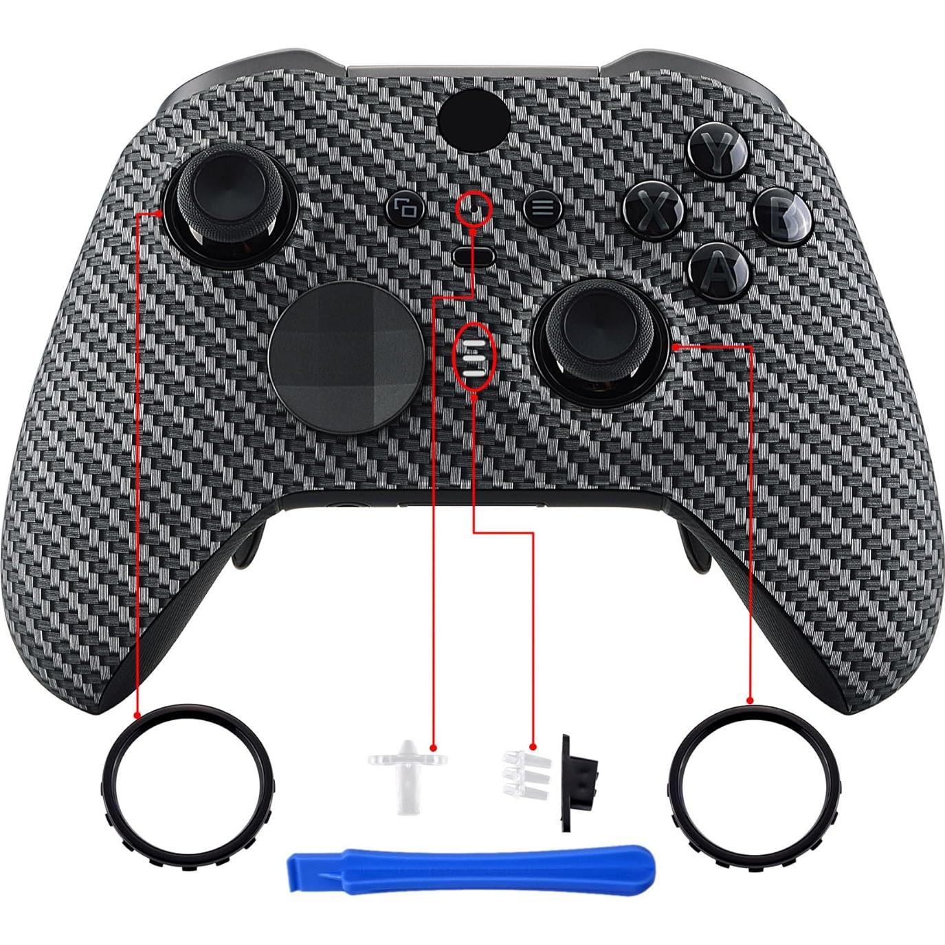 Carcasa Frontal eXtremeRate Fibra de Carbono Xbox Elite 2