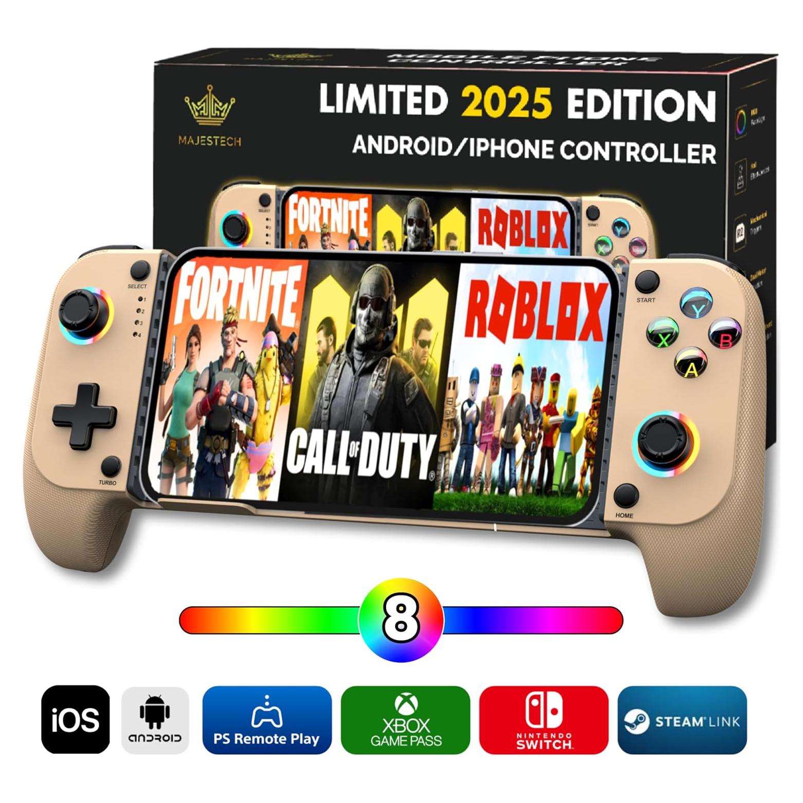 Controlador de Juego Móvil Majestech 2025 Bluetooth RGB
