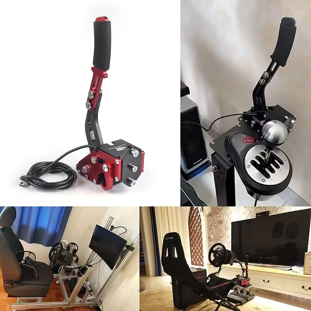 Freno de Mano USB ZHSYMX para Simuladores de Carreras PC Rojo