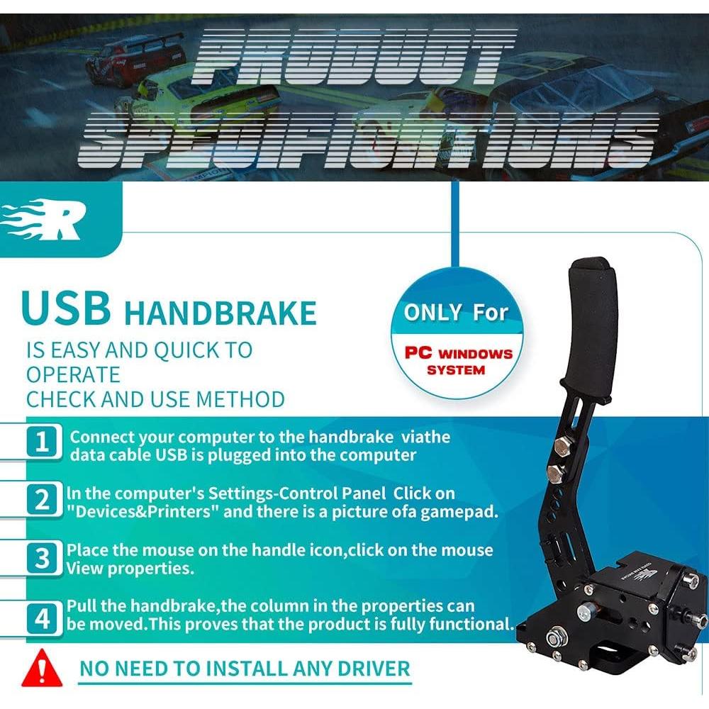 Freno de Mano USB ZHSYMX para Simuladores de Carreras PC Rojo