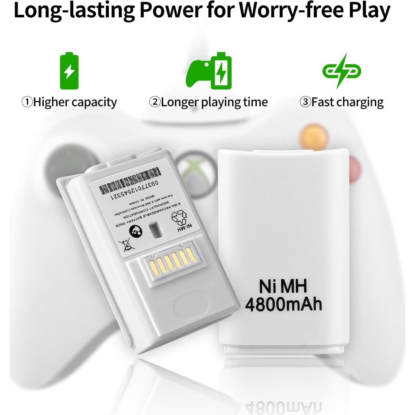 Cable de Carga USB + Batería Recargable OSTENT para Xbox 360