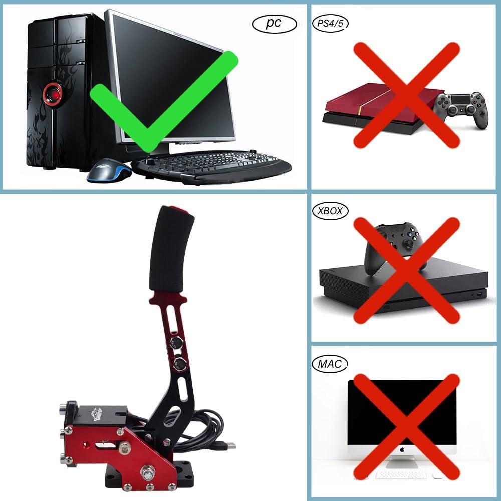 Freno de Mano USB CNRAQR Rojo para Simulador de Carreras PC