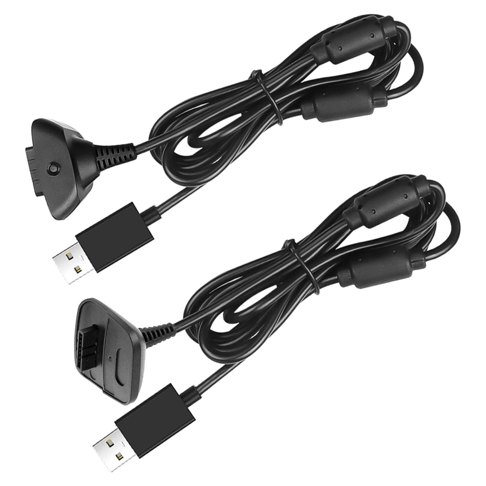 Reiso 2 Cables de Carga USB para Controlador Xbox 360 Negro