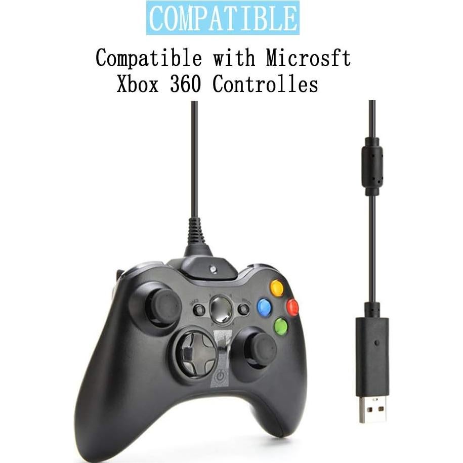 Reiso 2 Cables de Carga USB para Controlador Xbox 360 Negro