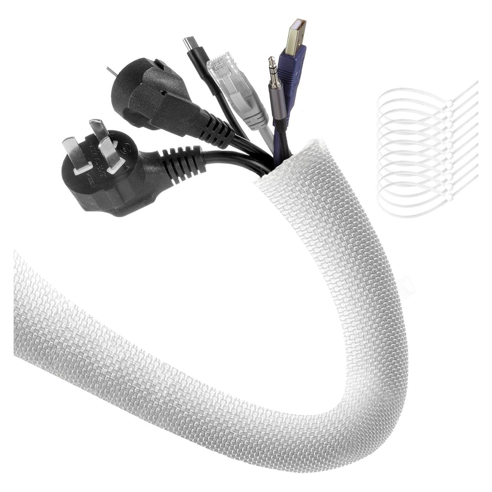 Cubierta de Cable AGPTEK 3.05m Blanca para Mascotas y Cables