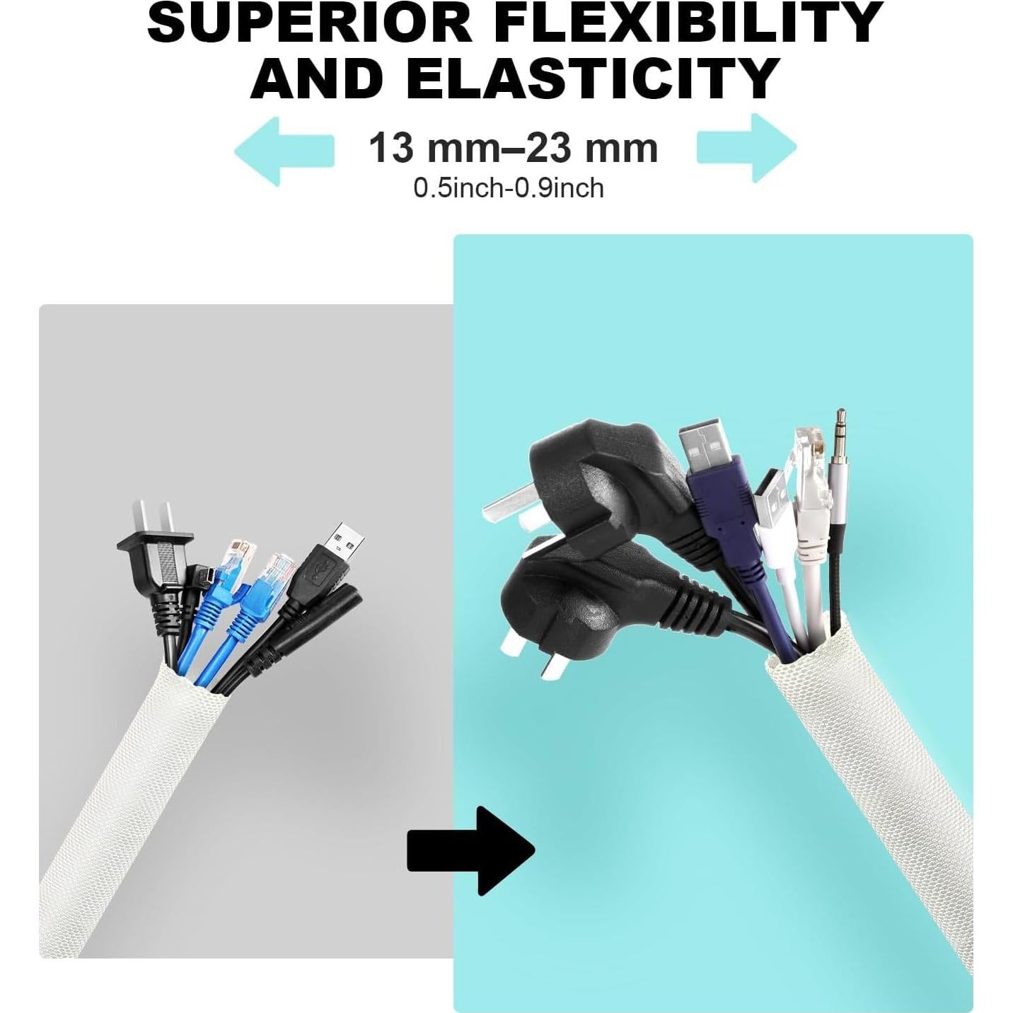 Cubierta de Cable AGPTEK 3.05m Blanca para Mascotas y Cables