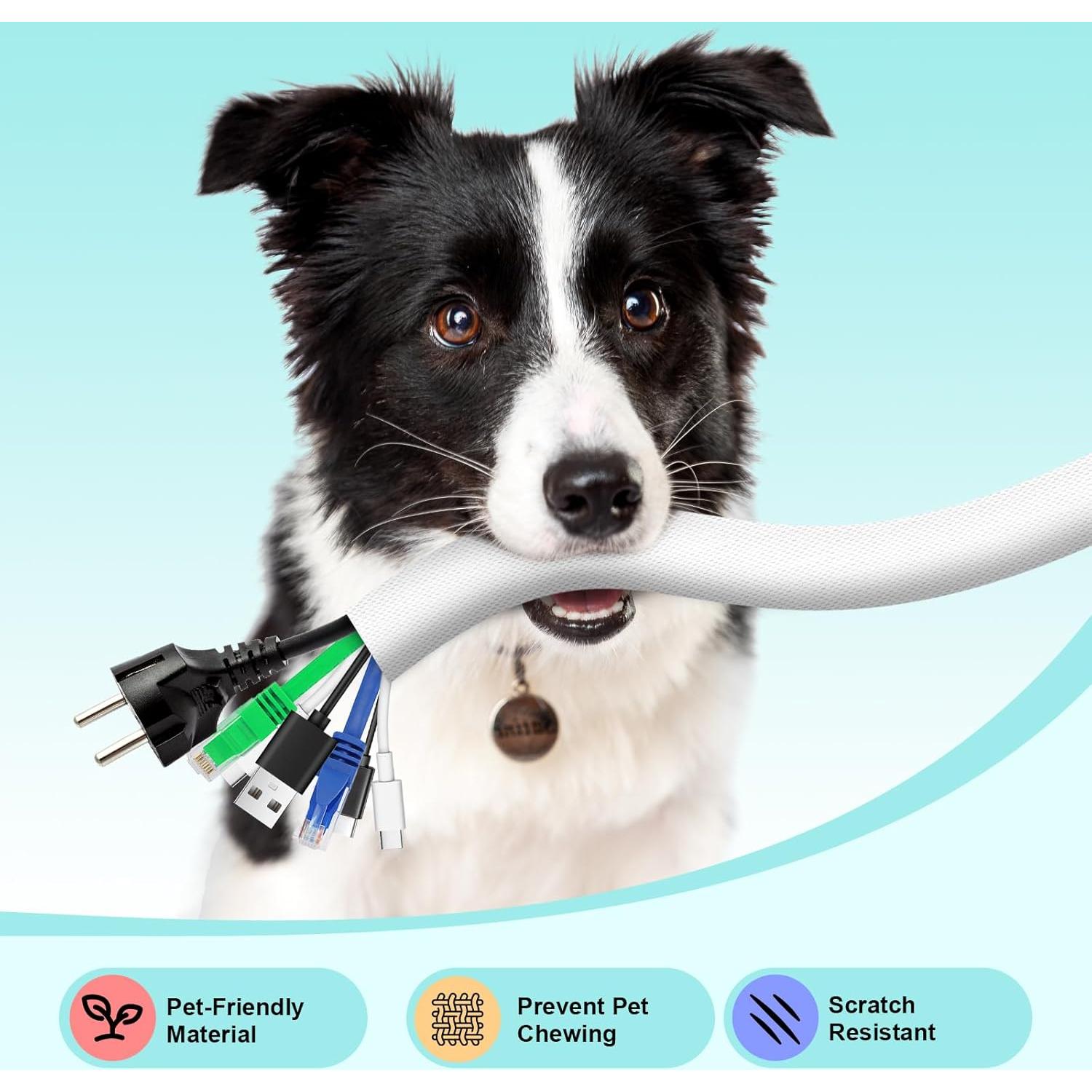 Cubierta de Cable AGPTEK 3.05m Blanca para Mascotas y Cables