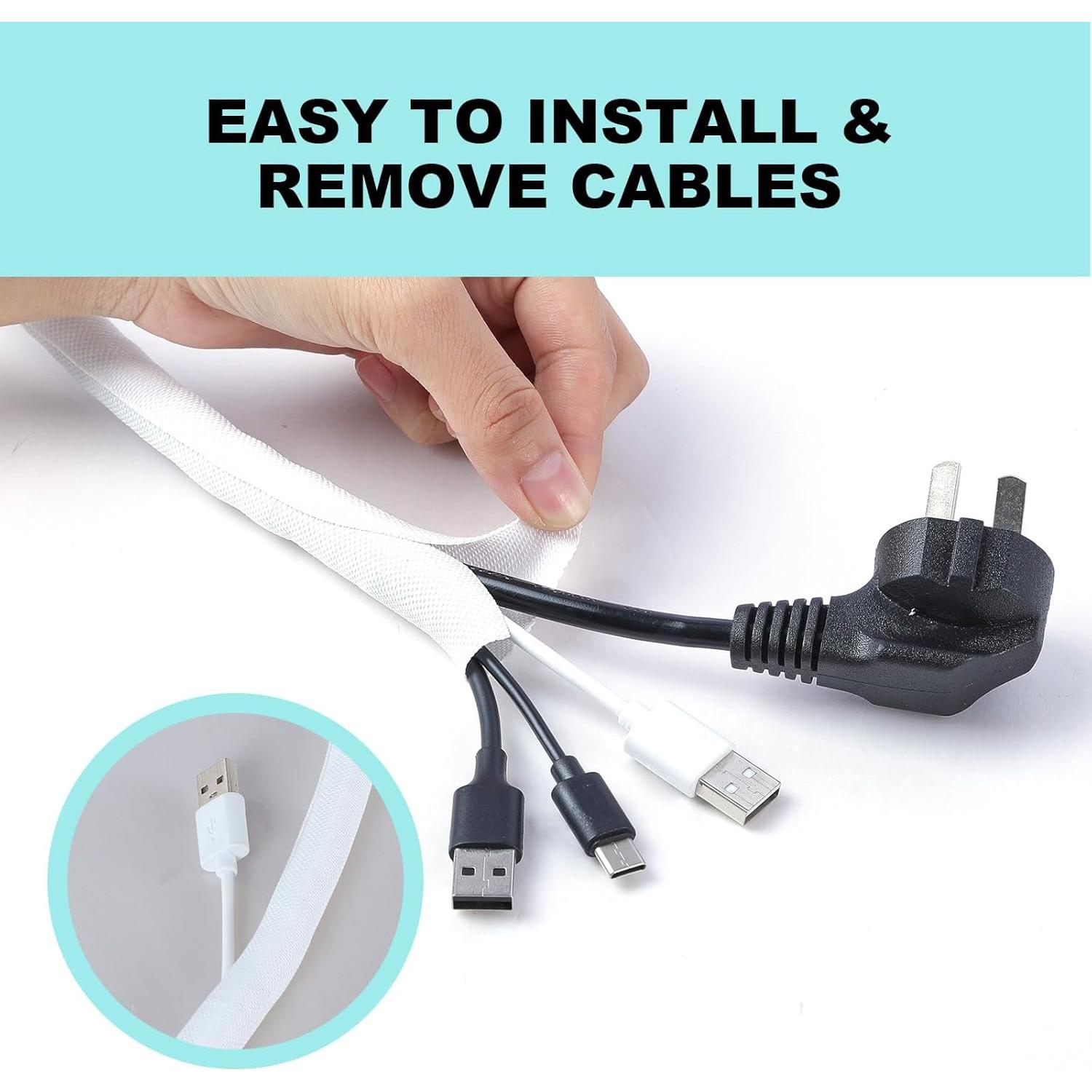 Cubierta de Cable AGPTEK 3.05m Blanca para Mascotas y Cables