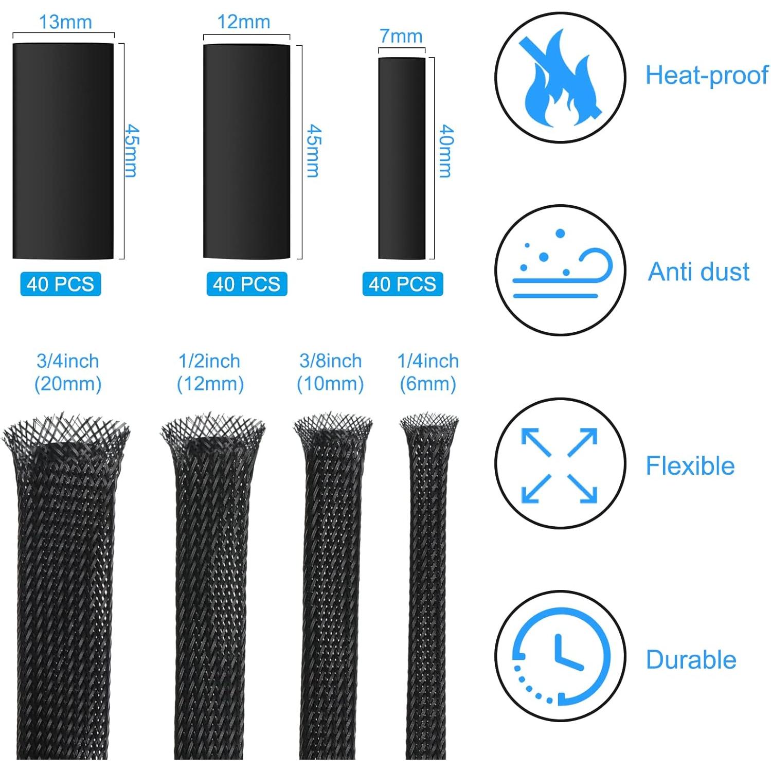 Manga de Cable Trenzada Tatuo 20 m con 120 Tubos Termocontraíbles