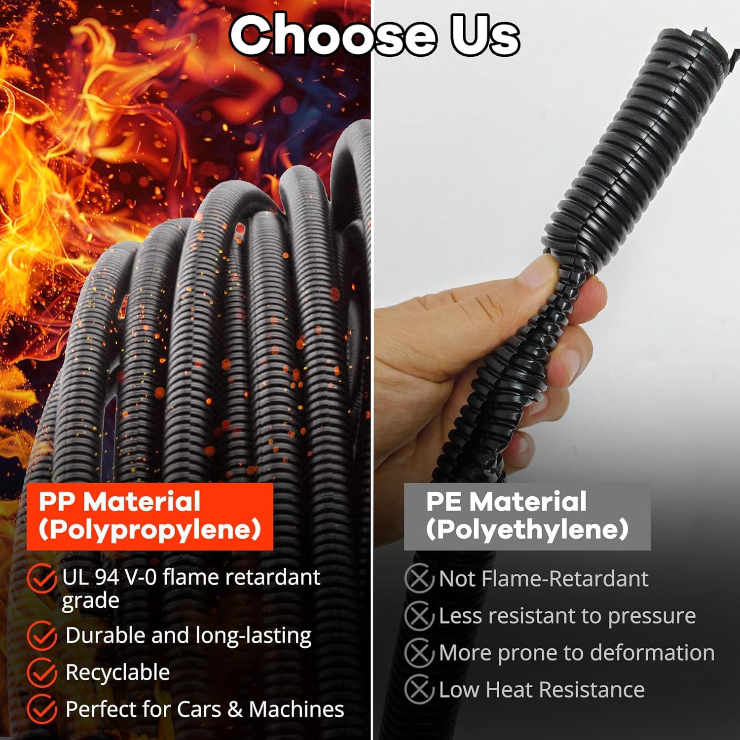 Tubo de Loom Dividido ZhiYo 50FT 3/8" Flexible Negro