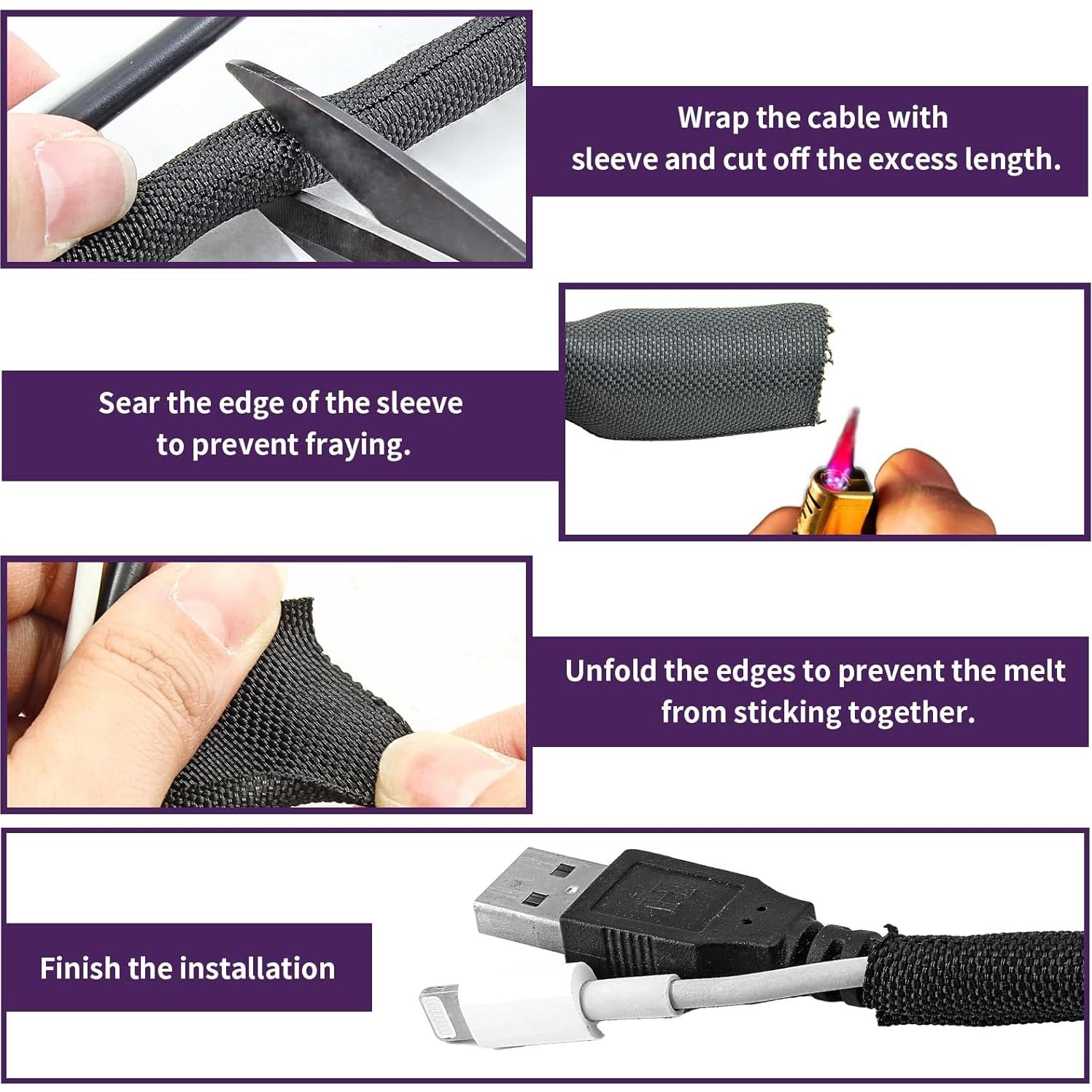 Fundas de Cable Negras Qjaiune 3m 6.35mm Organizador