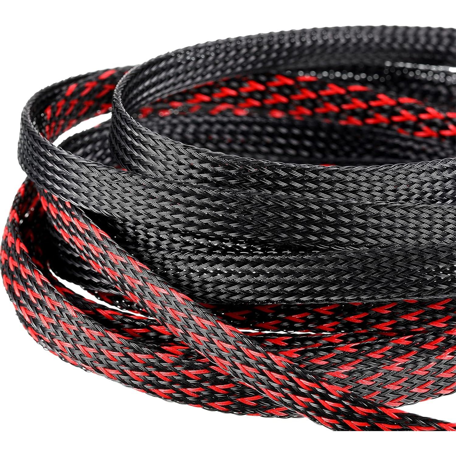 Manga de Cable Trenzada Xuniea 5m 1.27cm 0.64cm 0.95cm Negro Rojo