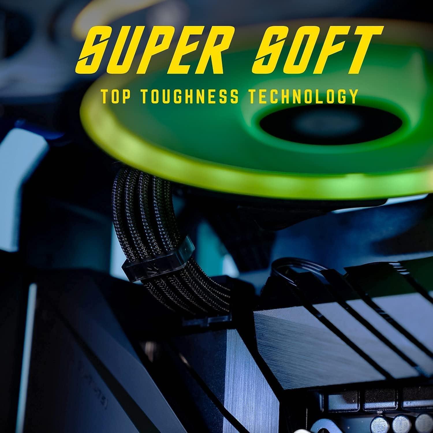 Extensión de Cable PSU 30cm AsiaHorse 18AWG Trenzado Negro