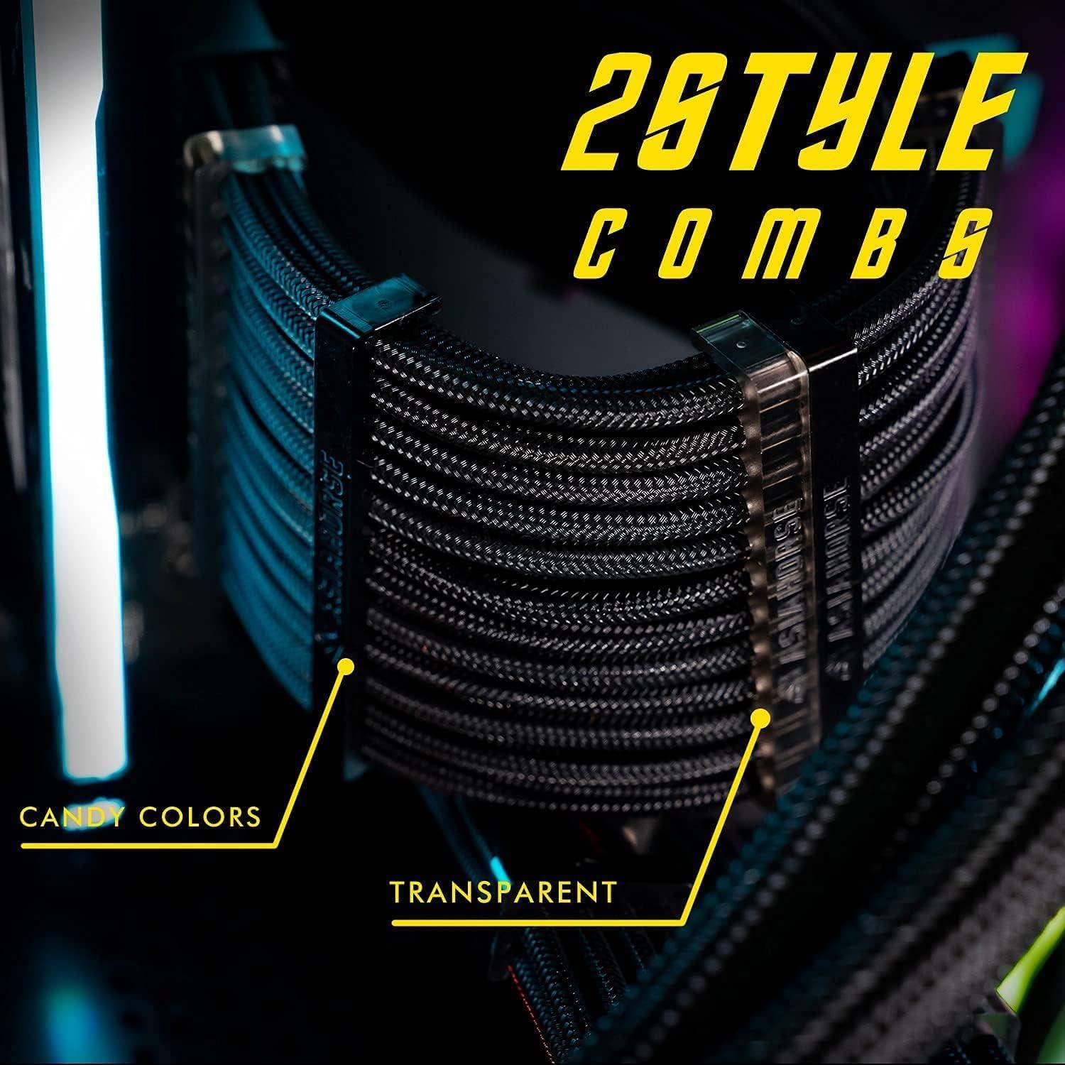 Extensión de Cable PSU 30cm AsiaHorse 18AWG Trenzado Negro