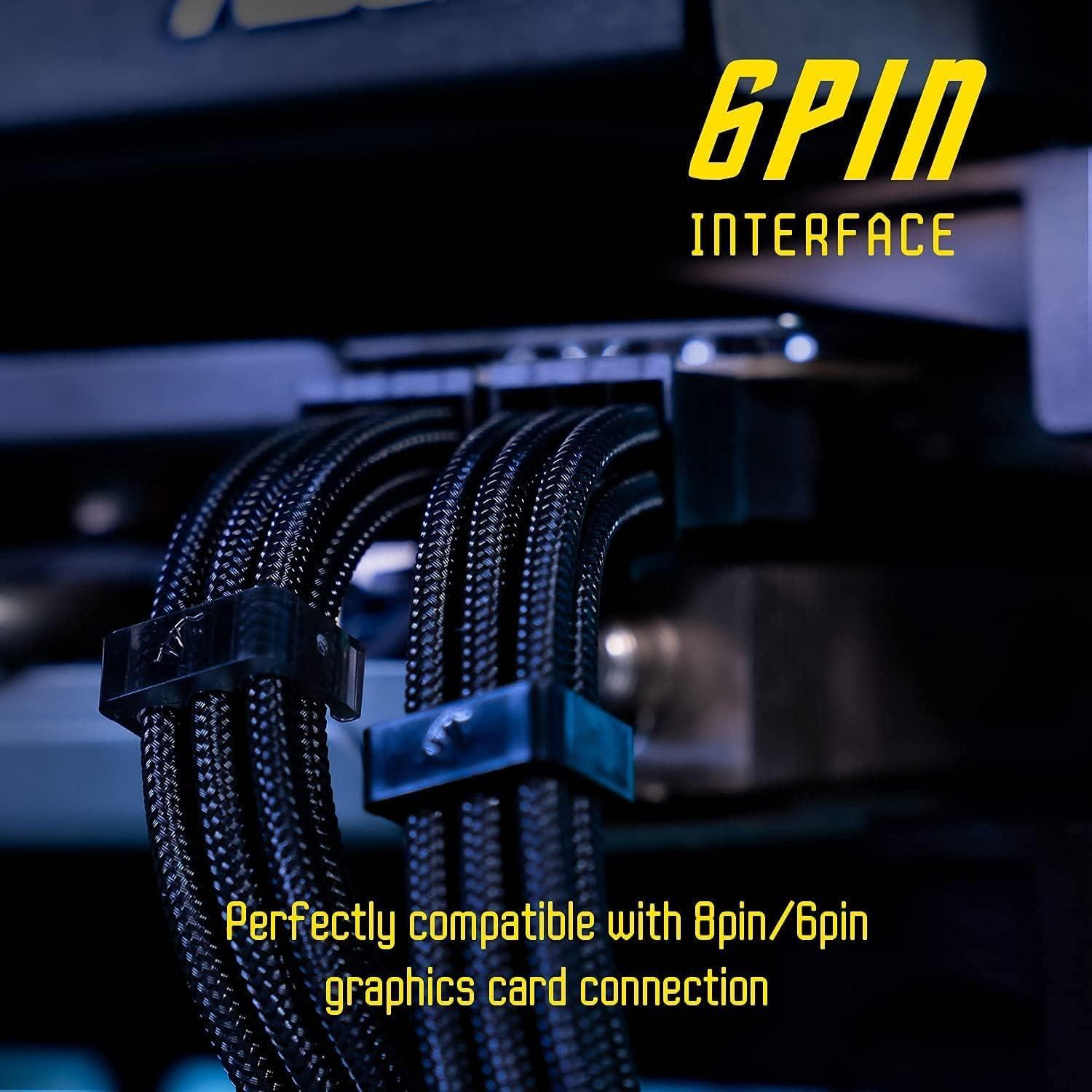 Extensión de Cable PSU 30cm AsiaHorse 18AWG Trenzado Negro