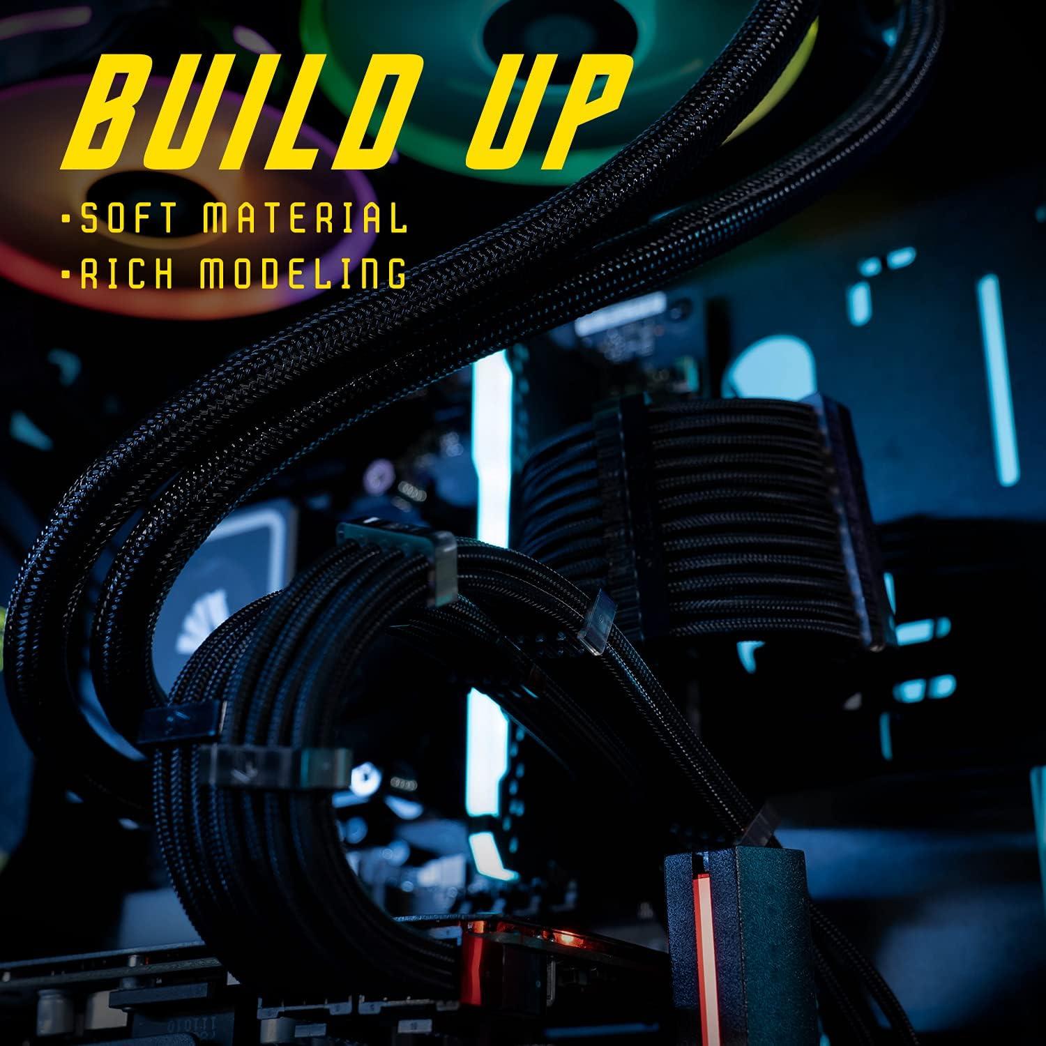 Extensión de Cable PSU 30cm AsiaHorse 18AWG Trenzado Negro