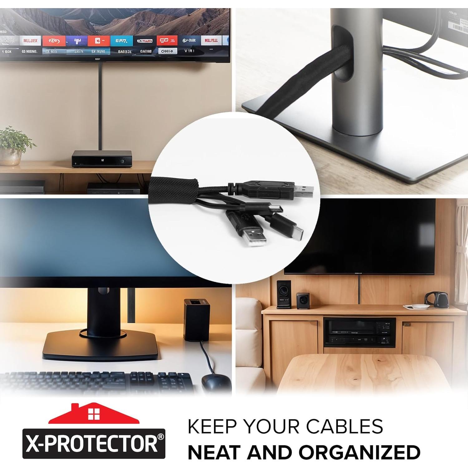 Organizador de Cables X-Protector 3.18 cm x 3 m - Negro