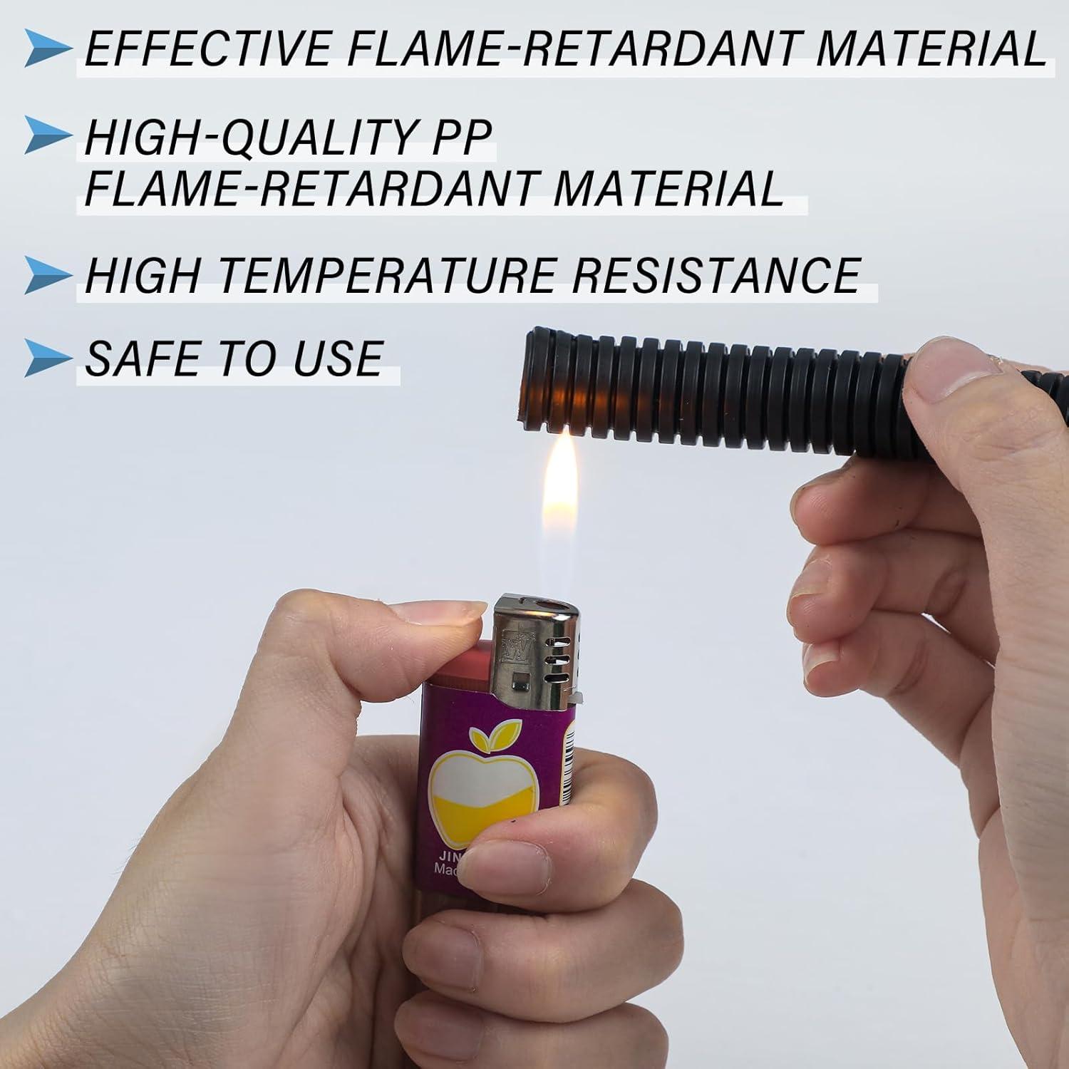 Manga de Cable Retardante de Llama Kanayu 1.27 cm x 30.48 m Negro