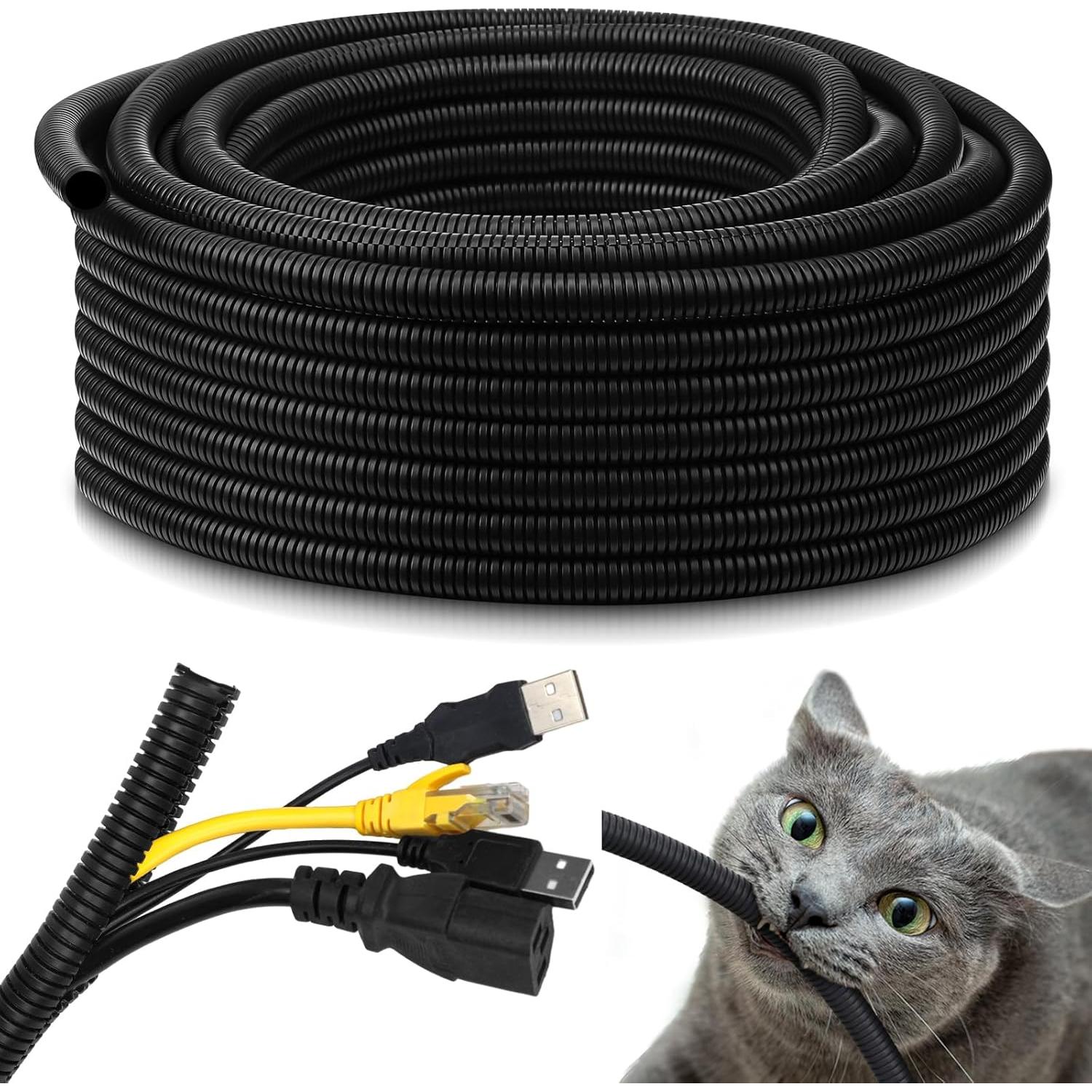 Manga de Cable Retardante de Llama Kanayu 1.27 cm x 30.48 m Negro