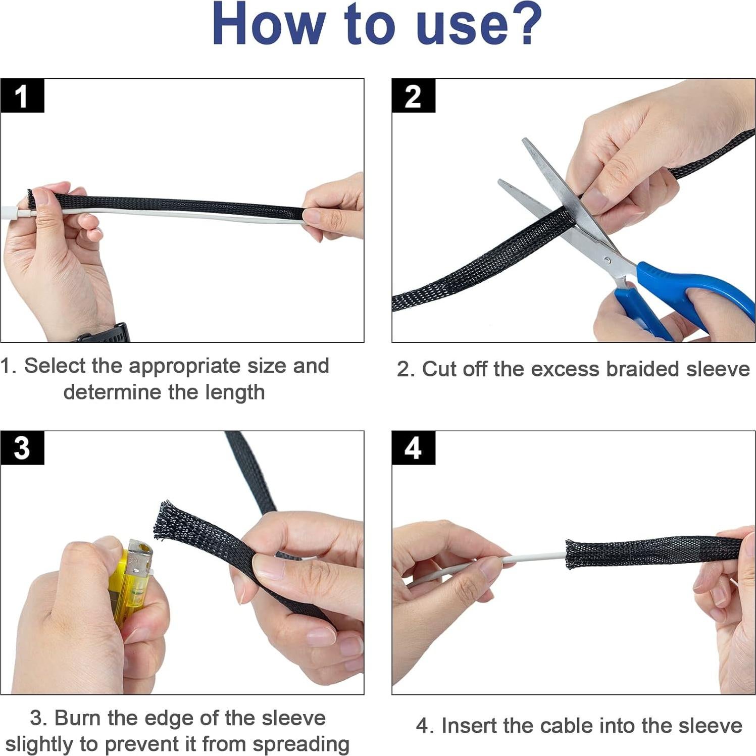 Funda de Cable Trenzada Expandible Besteek 7.62m 1/2" y 1/4"