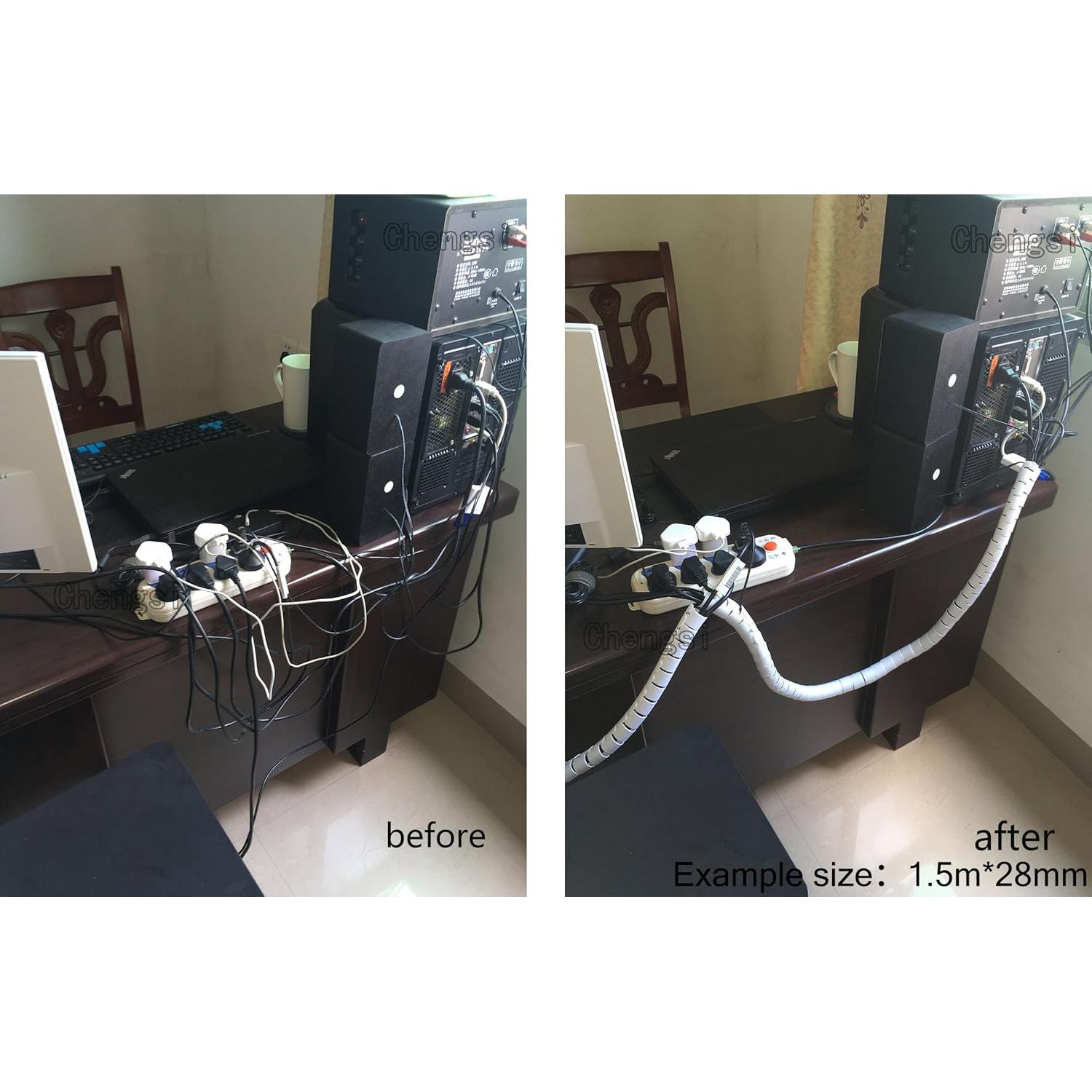 Manga Organizadora de Cables 300cm Negra para Oficina y Hogar