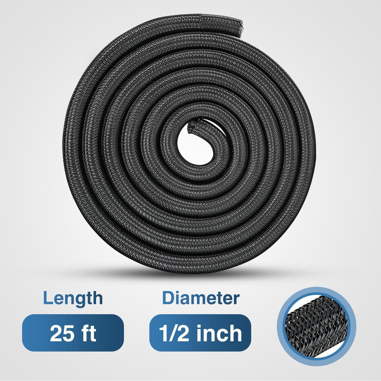 Manga de Cable Nilight 7.62m x 1.27cm Negra Autoadhesiva