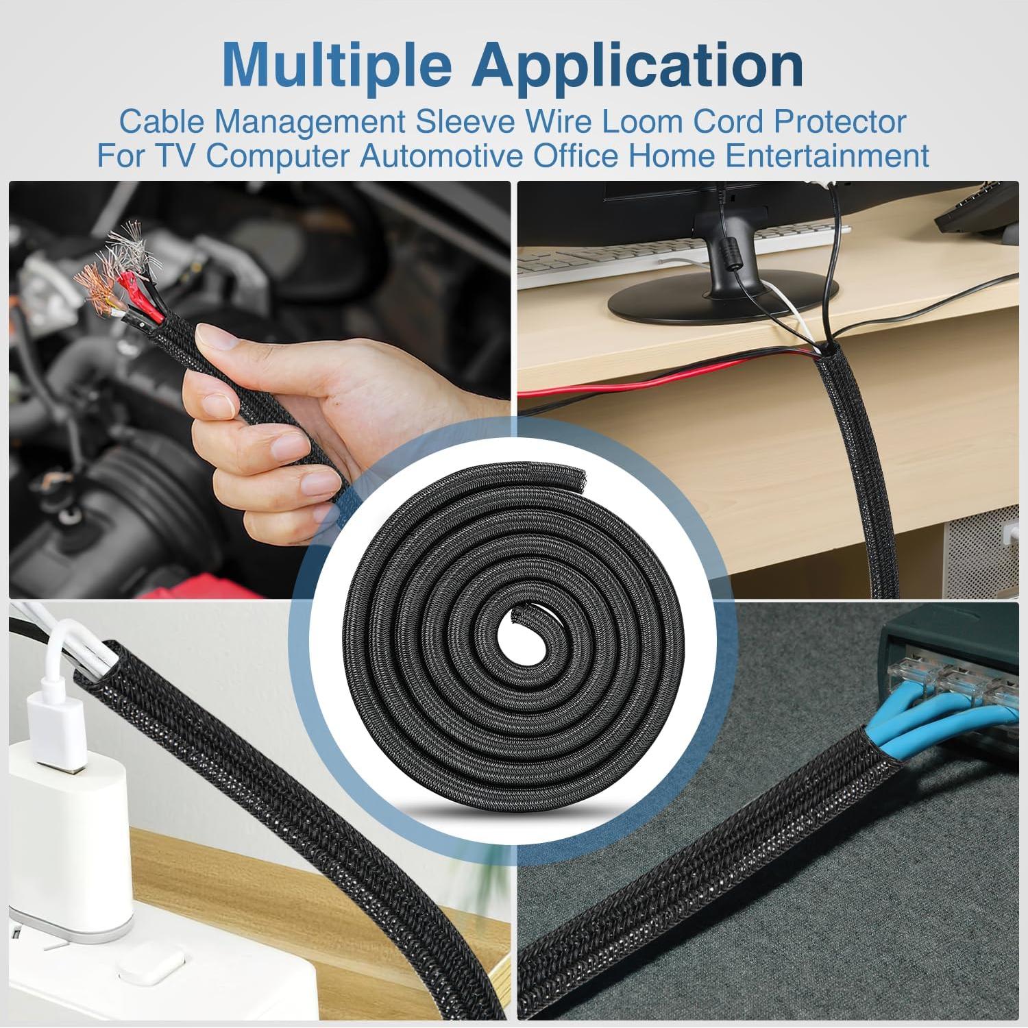 Manga de Cable Nilight 7.62m x 1.27cm Negra Autoadhesiva