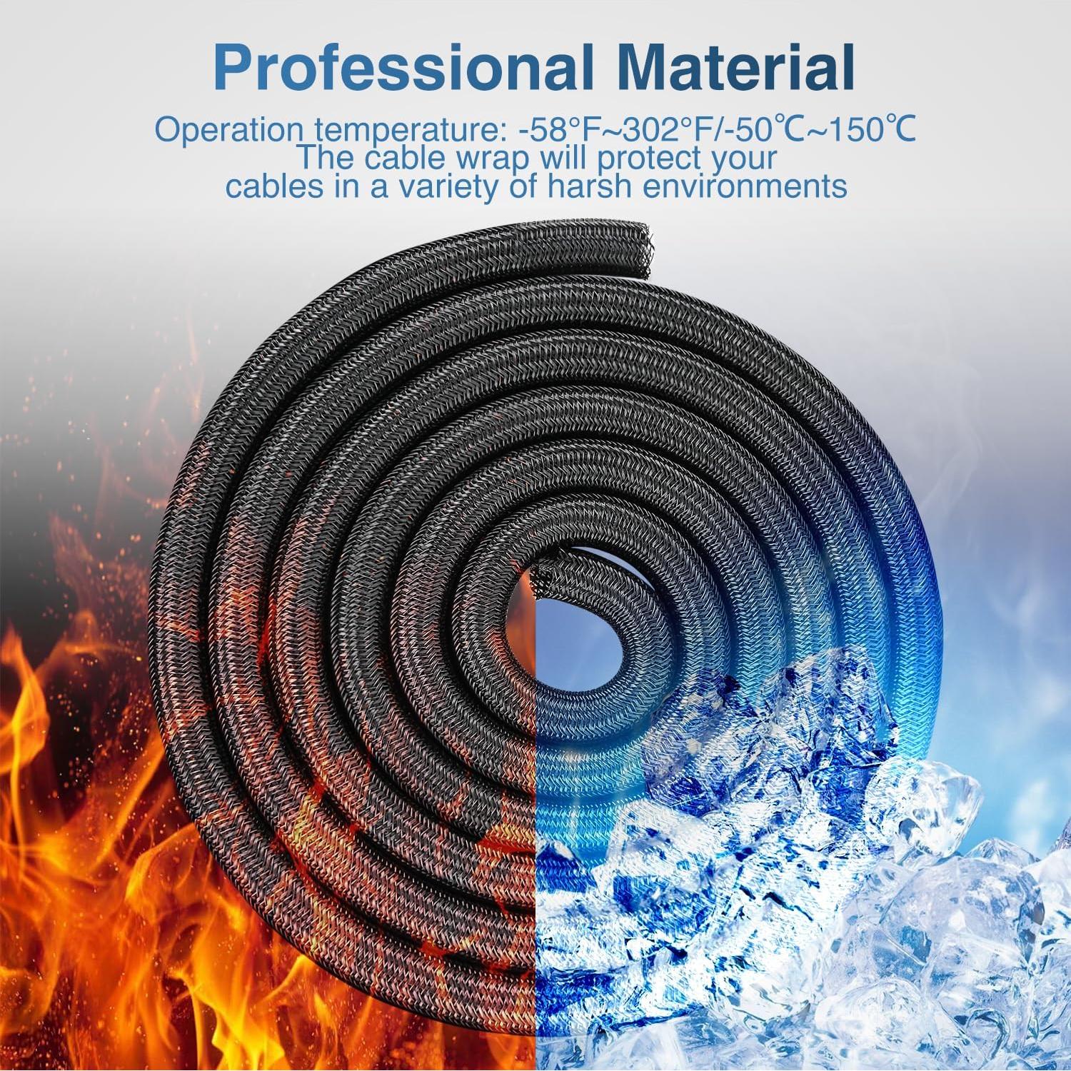 Manga de Cable Nilight 7.62m x 1.27cm Negra Autoadhesiva