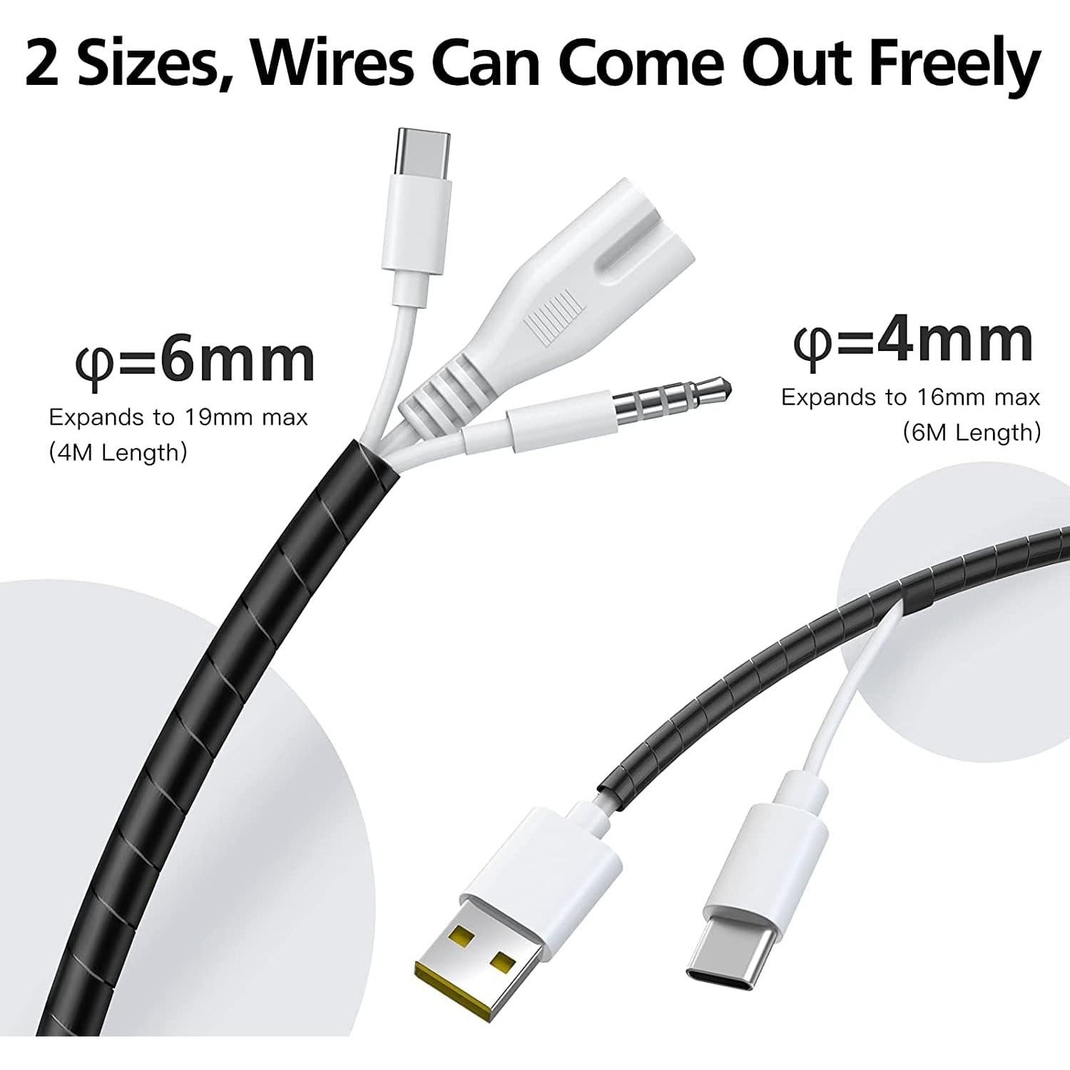 Envoltura de Cable Espiral AGPTEK 10m 2-Pack Flexible y Duradera