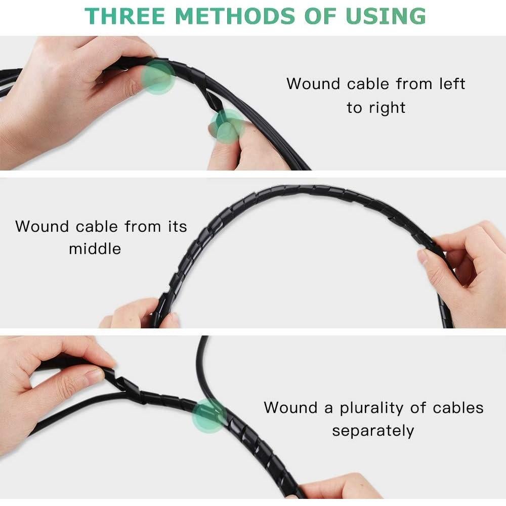Envoltura de Cable Espiral AGPTEK 10m 2-Pack Flexible y Duradera