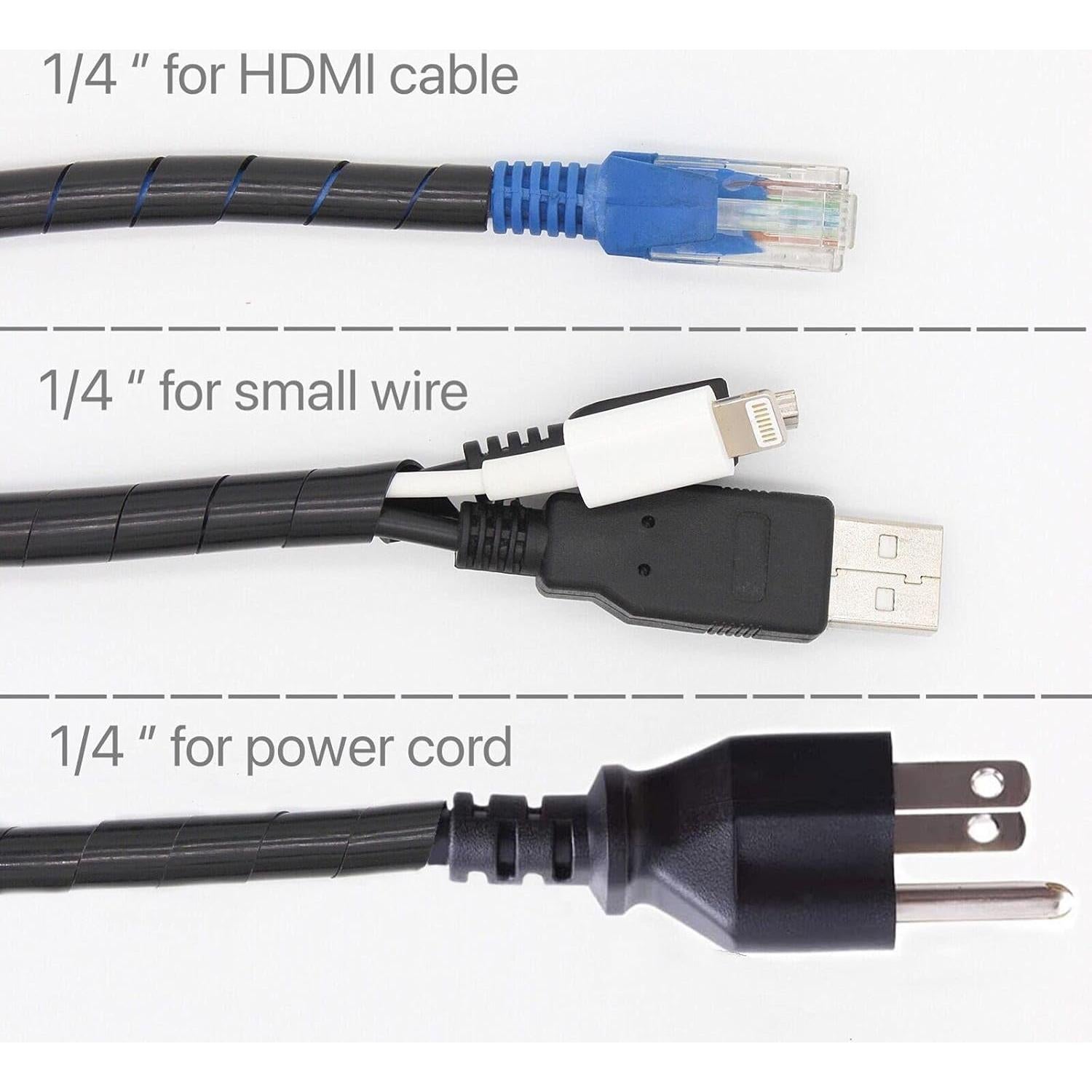 Envoltura de Cable Espiral CSZD 3m 6mm Negro Organizador