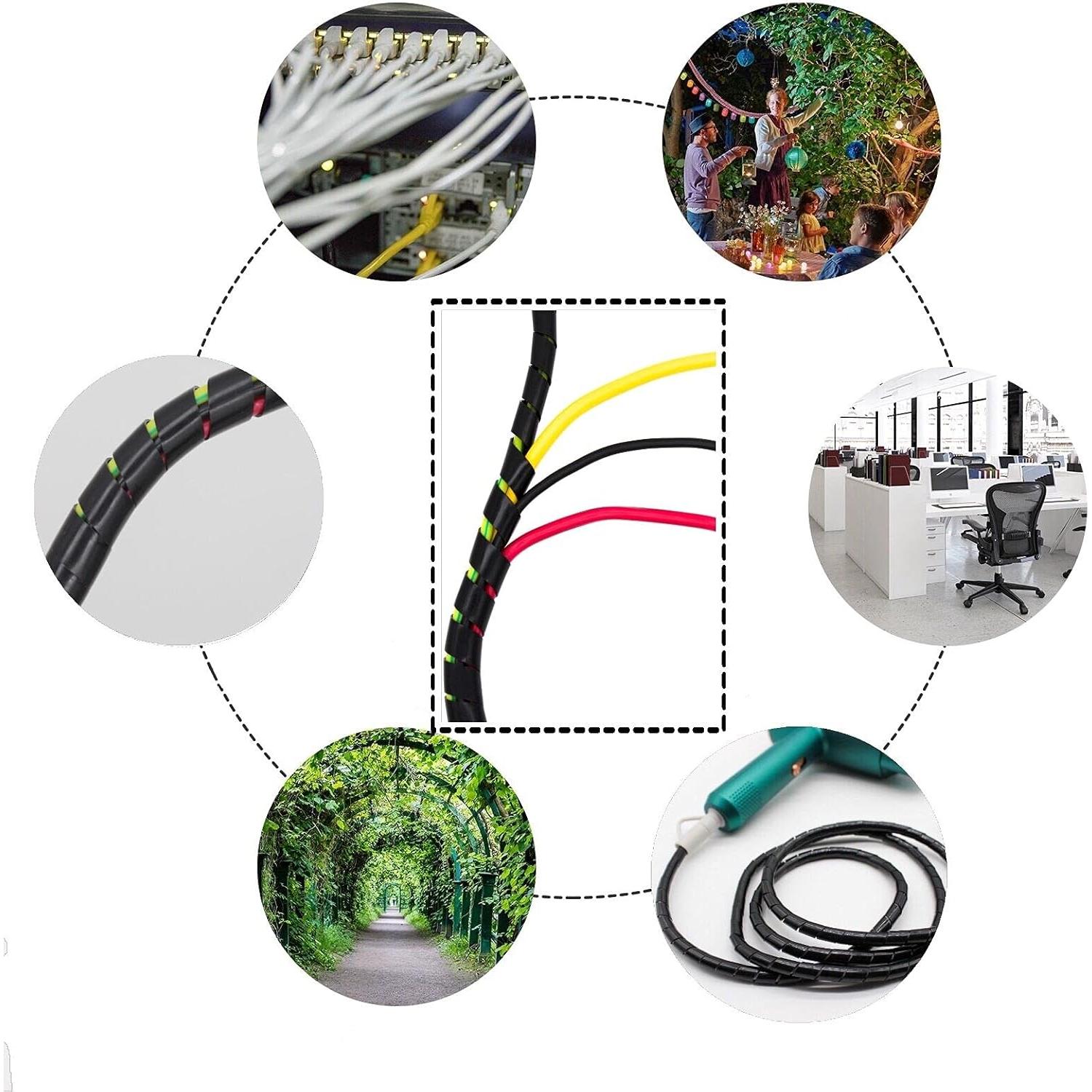 Envoltura de Cable Espiral CSZD 3m 6mm Negro Organizador