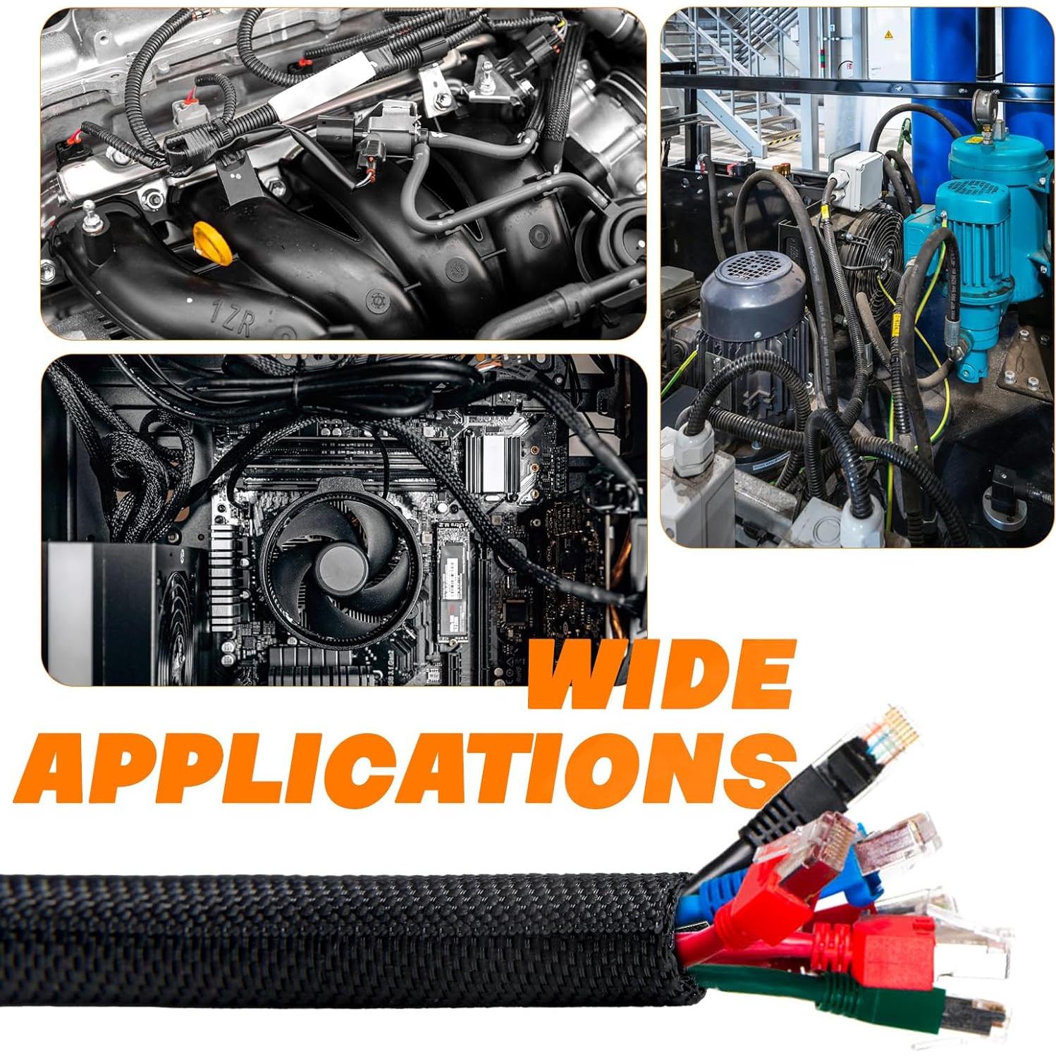 Manga Trenzada Dividida SKNONO 3.66m 1.27cm para Gestión de Cables