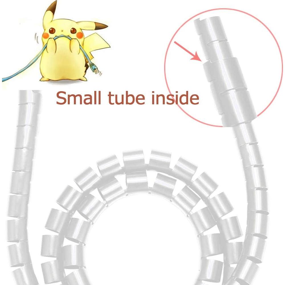 Manga de Gestión de Cables VIWIEU Blanca 1.1" y 0.87" con Clips