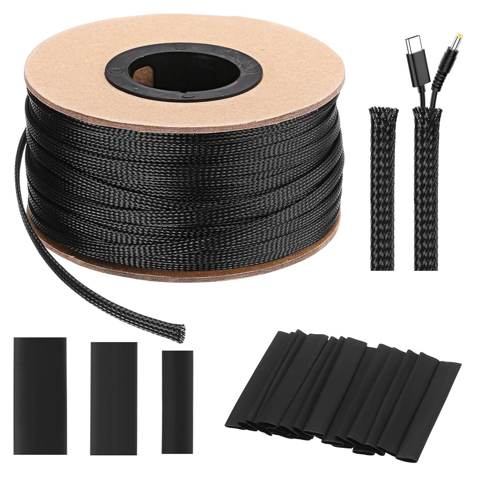 Funda de Cable Trenzada Expandible Pangda 300 pies Negro